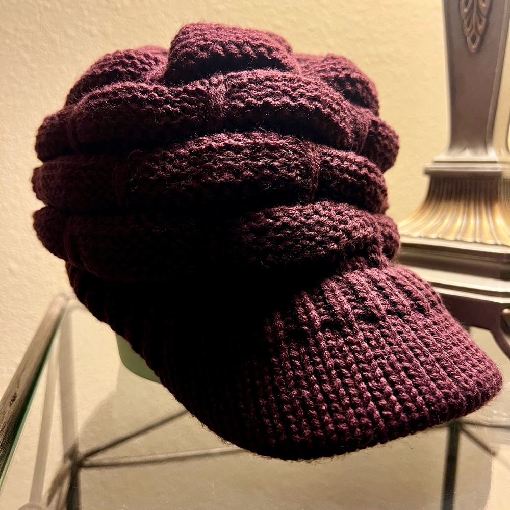 C.C. Chunky Knit Burgundy Cap
